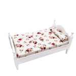 Letto singolo bianco in legno 1:12 per casa delle bambole