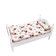 1:12 Mini House Toy Simulazione Camera da letto Letto singolo bianco, Bedroom White Single Bed