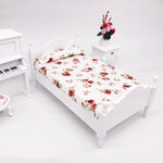 Letto singolo bianco in legno 1:12 per casa delle bambole