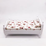 Letto singolo bianco in legno 1:12 per casa delle bambole