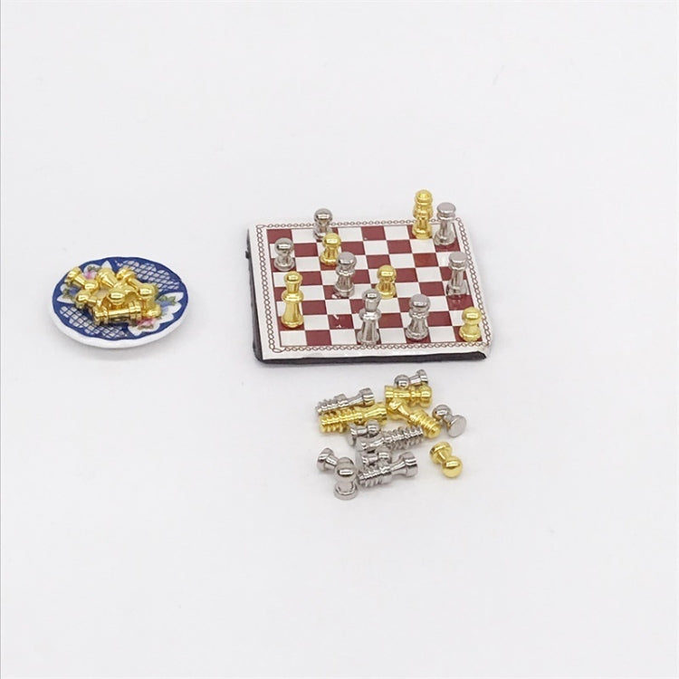 Accessori per la scena del modello di scacchi di simulazione del giocattolo della mini casa 1:12, Chess