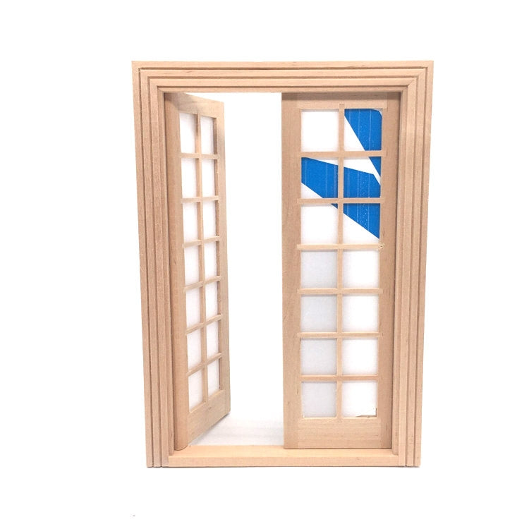2 pezzi 1:12 casa delle bambole fai da te mini porta e finestra materiale semplice 28 griglie porta doppia penna, 2 PCS 28 Grids Double Ppen Door