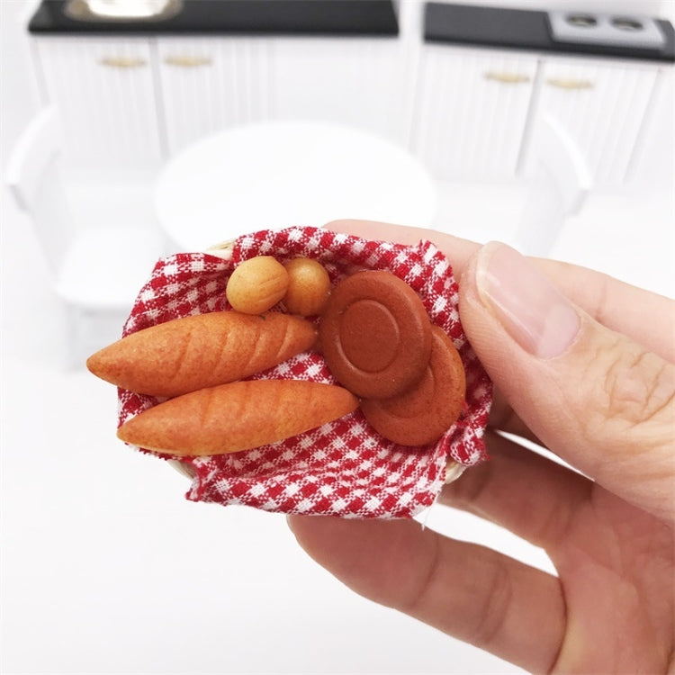 3 pezzi 1:12 Mini mobili per casa delle bambole Forniture per cucina Micro-cibo Gioco Cestino per il pane, Bread Box Basket