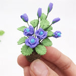 1:12 Mini House Toy Simulazione Modello di fiori di rosa viola, Purple Rose Flowers