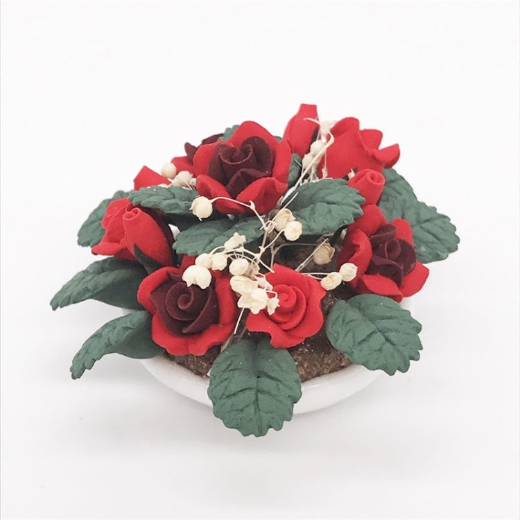 Fiore in vaso rosa decorativo mini casa 1:12