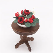 Pallina di rosa in vaso di fiori di simulazione di mini casa 1:12 per giardino, Rose