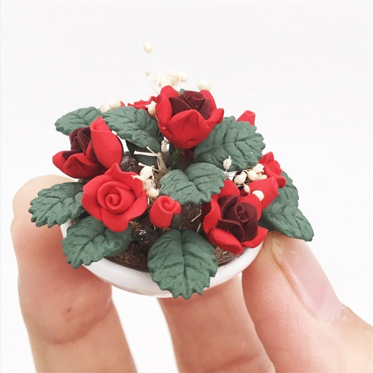 Fiore in vaso rosa decorativo mini casa 1:12