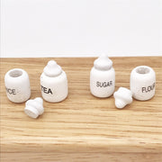 3 set 1:12 mini casa delle bambole miniature di case delle bambole mobili gioco con il cibo barattolo di sale da tè 4 pezzi / set, 3 Sets Tea Salt Jar