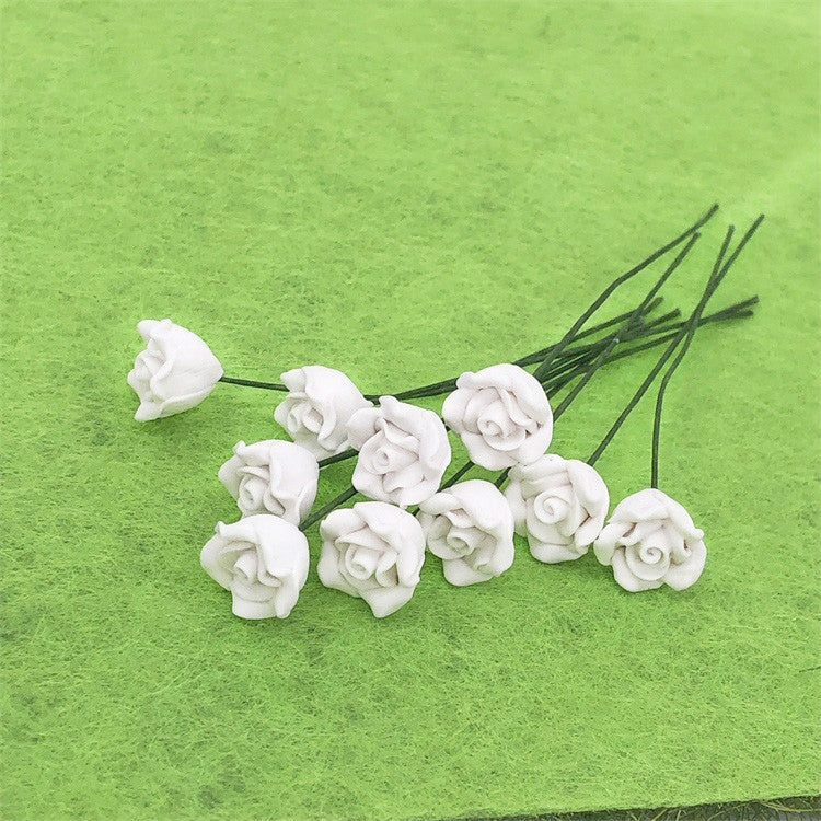 10 rose decorative per la scena della camera da letto del giardino della casa delle bambole in scala 1:12 in scala 1:12, White