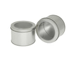 Lucernario rotondo profondo Finestra trasparente Coperchio superiore Scatola di latta Cibo Lattina per tè Scatola per torte da forno, 9cm x 9cm x 6cm