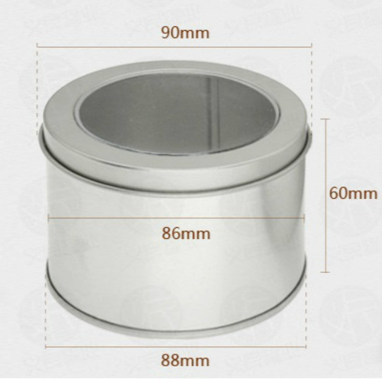 Lucernario rotondo profondo Finestra trasparente Coperchio superiore Scatola di latta Cibo Lattina per tè Scatola per torte da forno, 9cm x 9cm x 6cm