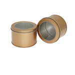 Lucernario rotondo profondo Finestra trasparente Coperchio superiore Scatola di latta Cibo Lattina per tè Scatola per torte da forno, 9cm x 9cm x 6cm