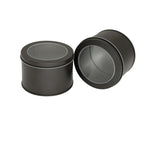 Lucernario rotondo profondo Finestra trasparente Coperchio superiore Scatola di latta Cibo Lattina per tè Scatola per torte da forno, 9cm x 9cm x 6cm