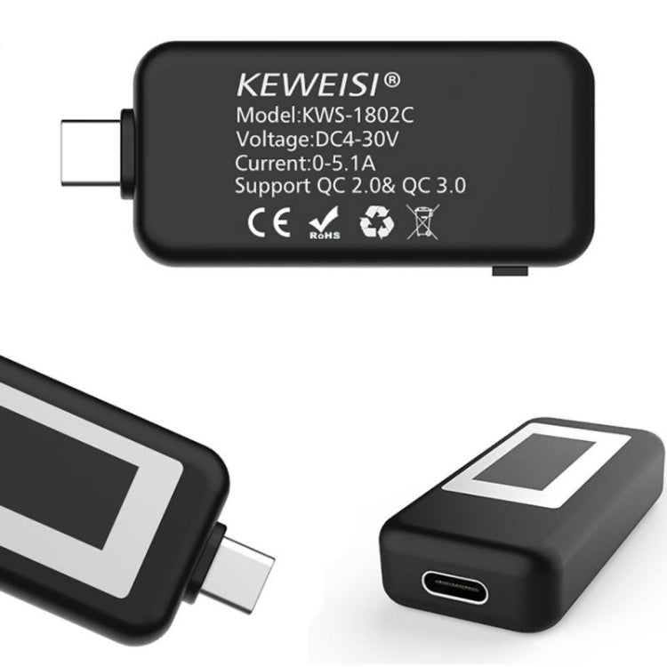 KEWEISI Tester multifunzione tipo C / USB-C Rilevatore di carica Voltmetro digitale Amperometro Misuratori di tensione