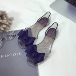 Scarpe piatte trasparenti in plastica con fiocco da spiaggia Scarpe con bocca di gelatina, 35, 36, 37, 38, 39, 40