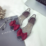 Scarpe piatte trasparenti in plastica con fiocco da spiaggia Scarpe con bocca di gelatina, 35, 36, 37, 38, 39, 40