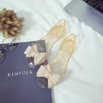 Scarpe piatte trasparenti in plastica con fiocco da spiaggia Scarpe con bocca di gelatina, 35, 36, 37, 38, 39, 40