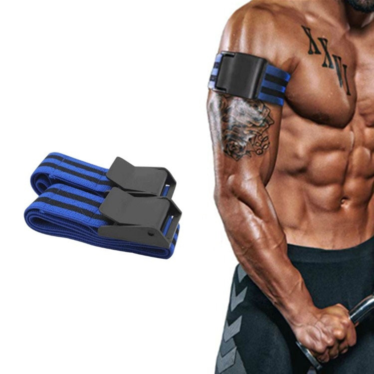 1 paio di fasce elastiche per la limitazione del flusso sanguigno in lattice naturale in seta per braccio, dimensioni: 60 x 5 cm, 1 Pair Training Band (Blue), 1 Pair Training Band (Red)