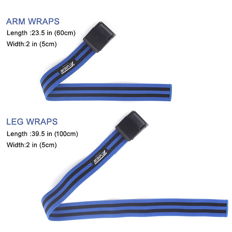 1 paio di fasce elastiche per la limitazione del flusso sanguigno in lattice naturale in seta per braccio, dimensioni: 60 x 5 cm, 1 Pair Training Band (Blue), 1 Pair Training Band (Red)