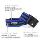 1 paio di fasce elastiche per la limitazione del flusso sanguigno in lattice naturale in seta per braccio, dimensioni: 60 x 5 cm, 1 Pair Training Band (Blue), 1 Pair Training Band (Red)