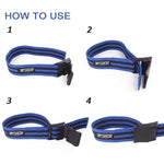 1 paio di fasce elastiche per la limitazione del flusso sanguigno in lattice naturale in seta per braccio, dimensioni: 60 x 5 cm, 1 Pair Training Band (Blue), 1 Pair Training Band (Red)