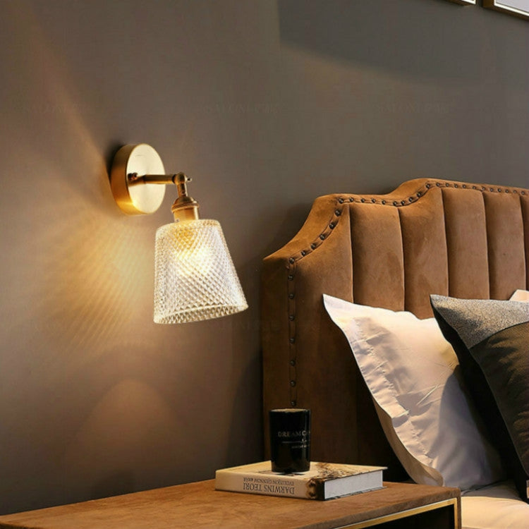 Lampada da parete in cristallo per camera da letto in rame, All Copper Single Head