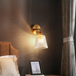 Lampada da parete in cristallo per camera da letto in rame, All Copper Single Head
