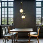 Lampadario da ristorante Testa singola Personalità creativa Lampada semplice e moderna in rame, without Light Source  Round A1, with 5W Warm Light  Round A1, with 5W White Light  Round A1, with 5W Neutral Light  Round A1                                ...