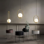 Lampadario da ristorante Testa singola Personalità creativa Lampada semplice e moderna in rame, without Light Source  Round A1, with 5W Warm Light  Round A1, with 5W White Light  Round A1, with 5W Neutral Light  Round A1                                ...