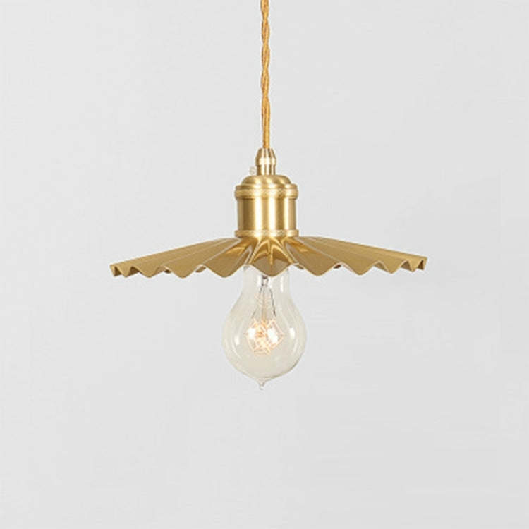 Lampadario vintage plissettato in ottone nostalgico, with 5W White Light LED Pure Copper Single Head, with 5W Warm White Light LED Pure Copper Single Head, with 5W Three-Color Light LED Pure Copper Single Head, without Light Source Pure Copper Single Head