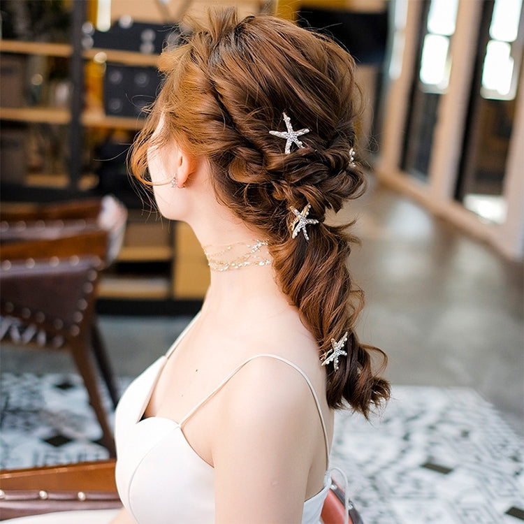 Forcina per capelli con strass e perle di stelle marine alla moda per strumento per lo styling dei capelli per copricapo da sposa da donna