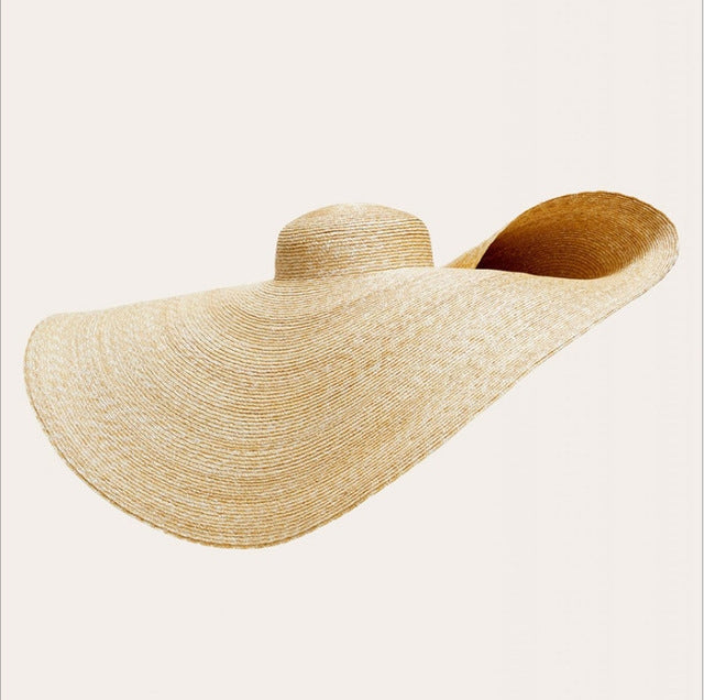 Cappello parasole da spiaggia oversize con tessitura in paglia, adatto per circonferenza della testa: 58-62 cm