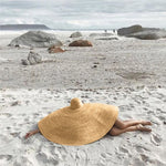 Cappello parasole da spiaggia oversize con tessitura in paglia, adatto per circonferenza della testa: 58-62 cm