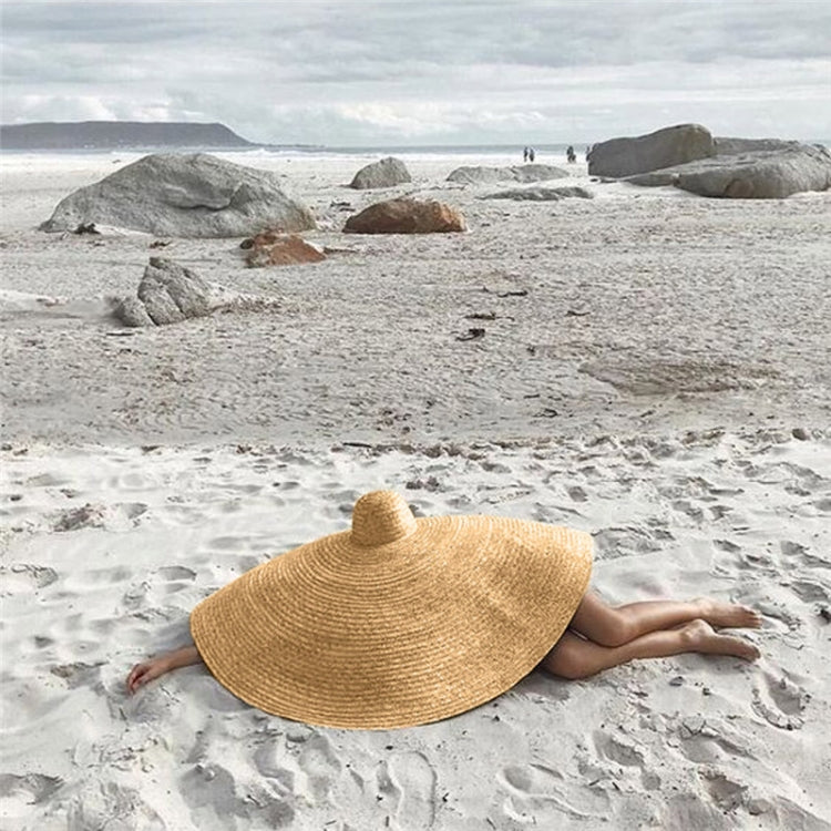 Cappello parasole da spiaggia oversize con tessitura in paglia, adatto per circonferenza della testa: 58-62 cm