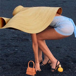 Cappello parasole da spiaggia oversize con tessitura in paglia, adatto per circonferenza della testa: 58-62 cm