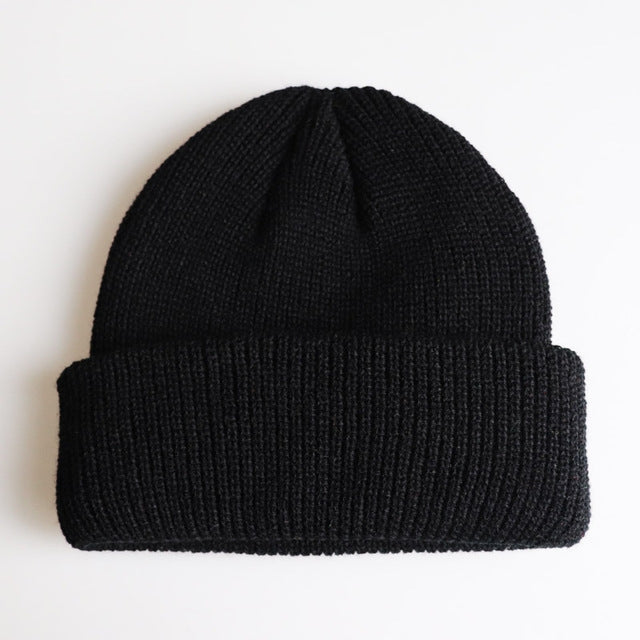 Berretto invernale lavorato a maglia corto in tinta unita per uomo/donna, M（56-58cm）