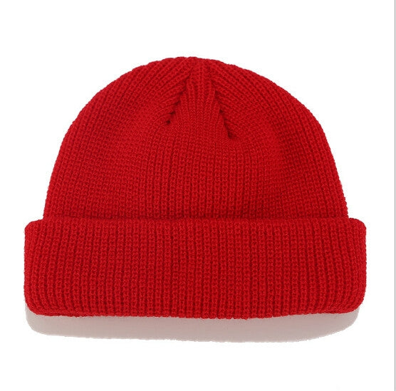 Berretto invernale lavorato a maglia corto in tinta unita per uomo/donna, M（56-58cm）