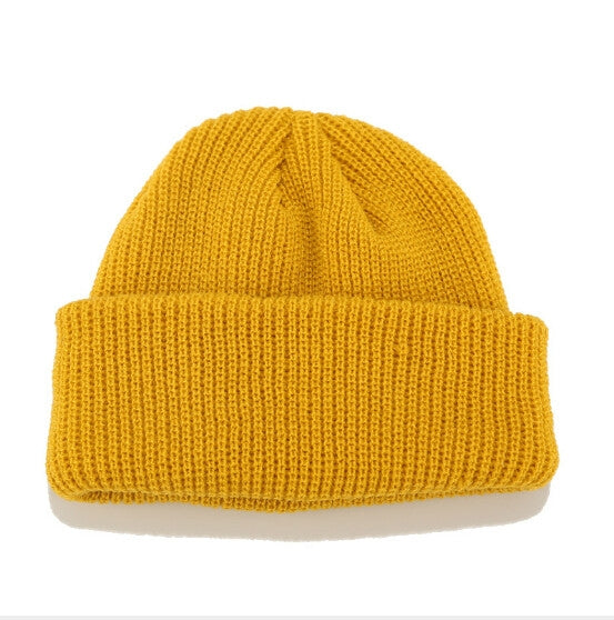 Berretto invernale lavorato a maglia corto in tinta unita per uomo/donna, M（56-58cm）