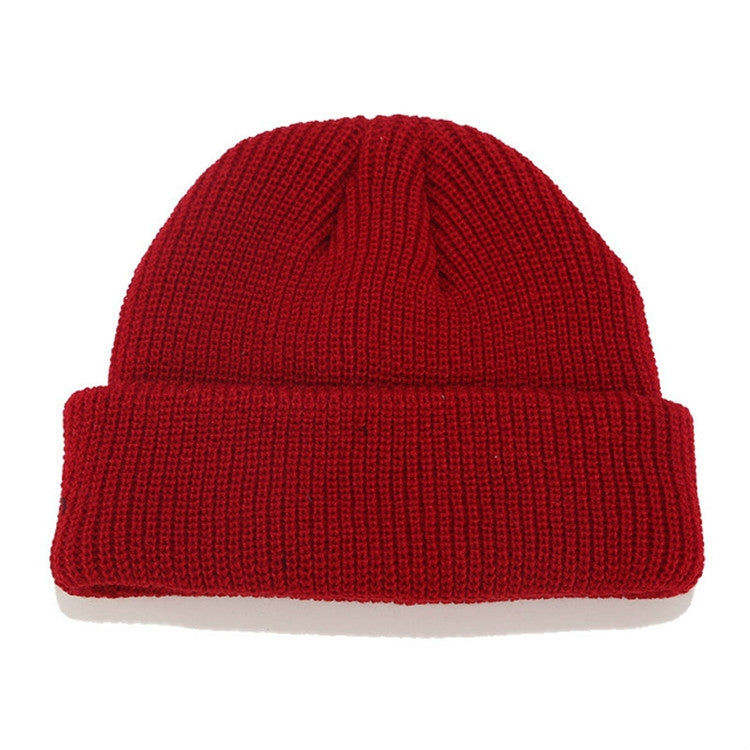 Berretto invernale lavorato a maglia corto in tinta unita per uomo/donna, M（56-58cm）