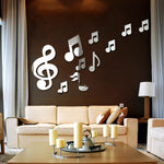 Note musicali 3D Specchi acrilici Adesivo da parete Decorazioni per la casa Soggiorno Decorazione da parete Arte Adesivi murali fai da te