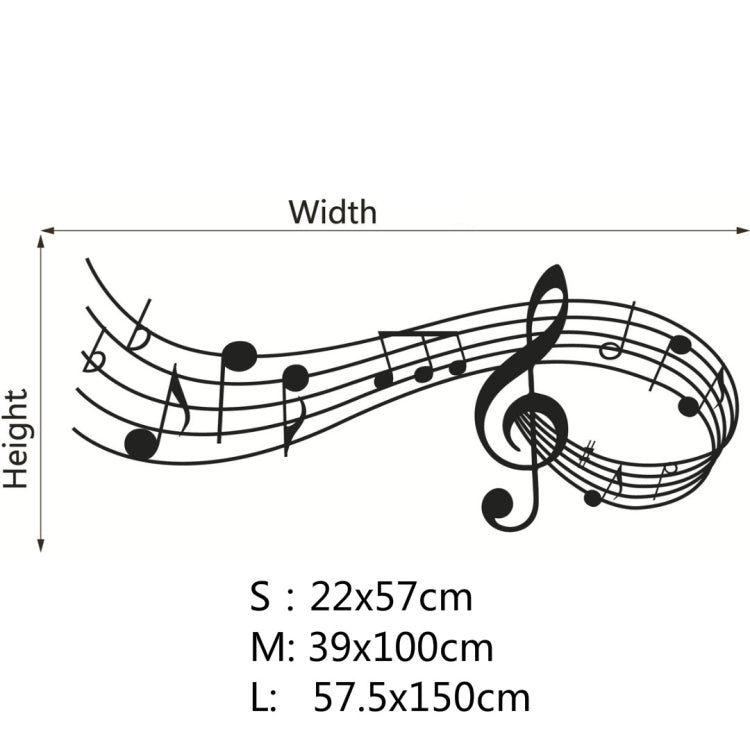 Note sonore musicali Adesivo da parete Camera da letto Decorazione dell'aula musicale Adesivo musicale rimovibile, S 22cmx57cm, M 39cmx100cm, L 57.5cmx150cm