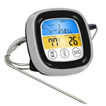 Termometro per barbecue da campo con display digitale per alimenti da cucina da 2 pezzi, Black with Silver Frame, Gray with White Box