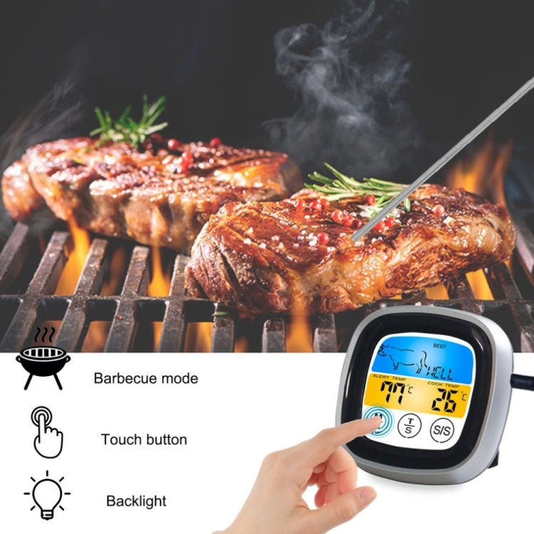 Termometro per barbecue da campo con display digitale per alimenti da cucina da 2 pezzi, Black with Silver Frame, Gray with White Box