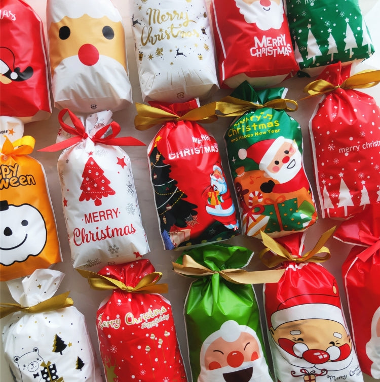 Borsa regalo natalizia da 100 pezzi, confezione di biscotti con coulisse, borsa per biscotti natalizi, Drawstring Bundle Cookie Bag