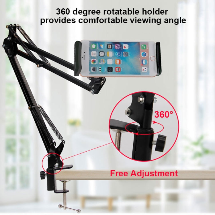 Staffa a clip universale per supporto per tablet, braccio lungo, flessibile, girevole a 360 gradi, 3.5-10.6 inch Phone Tablet Pad (Black)