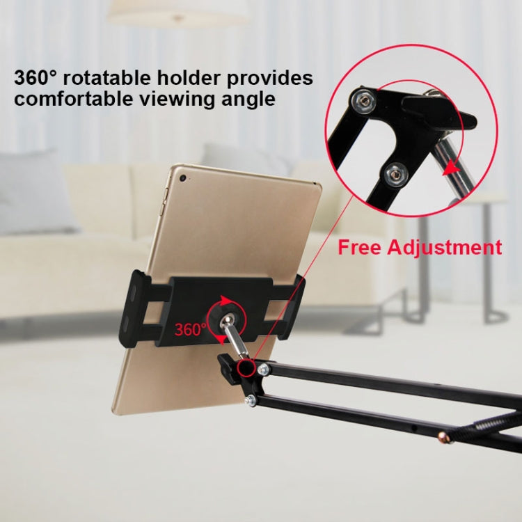 Staffa a clip universale per supporto per tablet, braccio lungo, flessibile, girevole a 360 gradi, 3.5-10.6 inch Phone Tablet Pad (Black)