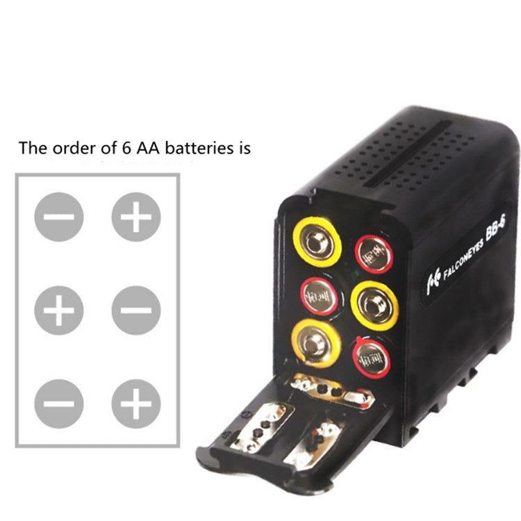 Scatola batteria BB-6 AA alla scatola F970 Scatola batteria universale per luce di riempimento della luce della fotocamera a LED