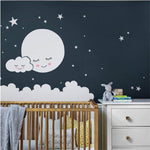 Adesivo da parete decorazione camera bambini nuvola stella luna, 62cm x 62cm, 157cm x 157cm