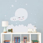 Adesivo da parete decorazione camera bambini nuvola stella luna, 62cm x 62cm, 157cm x 157cm