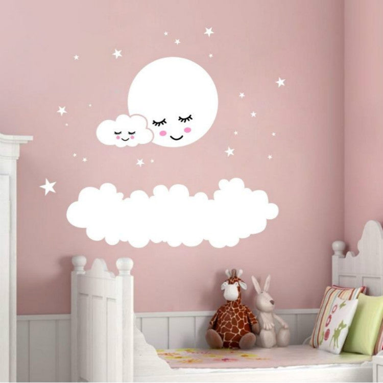 Adesivo da parete decorazione camera bambini nuvola stella luna, 62cm x 62cm, 157cm x 157cm